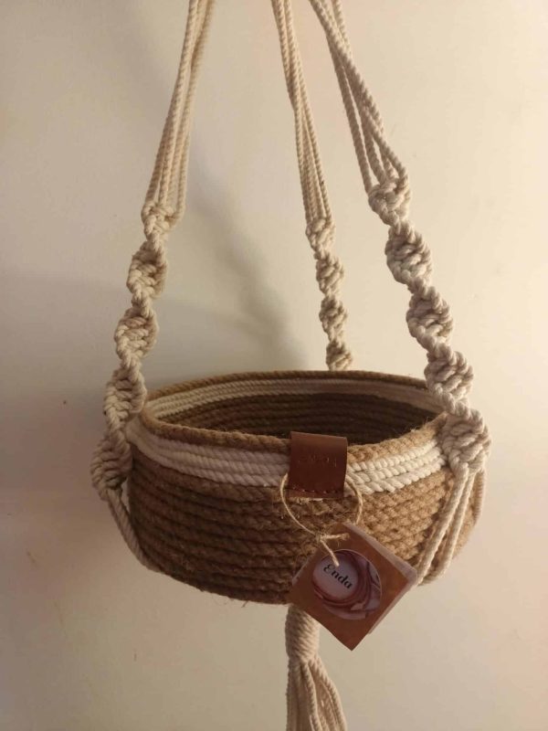 Macrame Holder with a Jute Basket