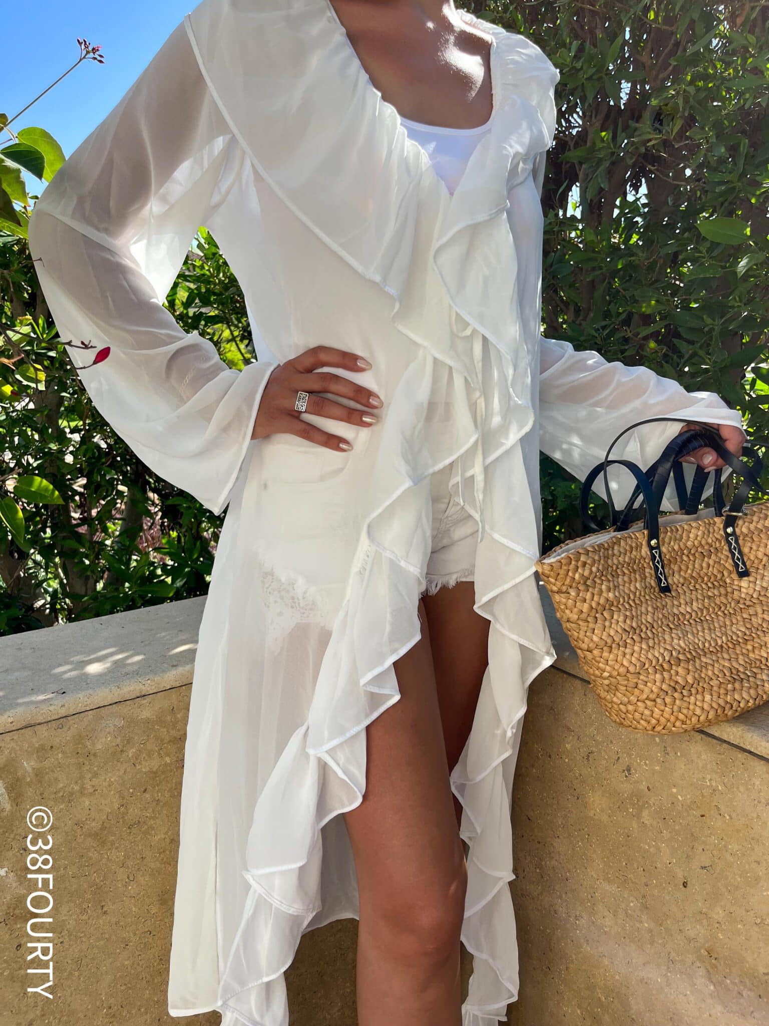 Ruffled-full-coverup White 1 Ruffled-full-coverup White