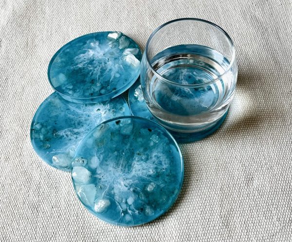 Handmade seascape coasters