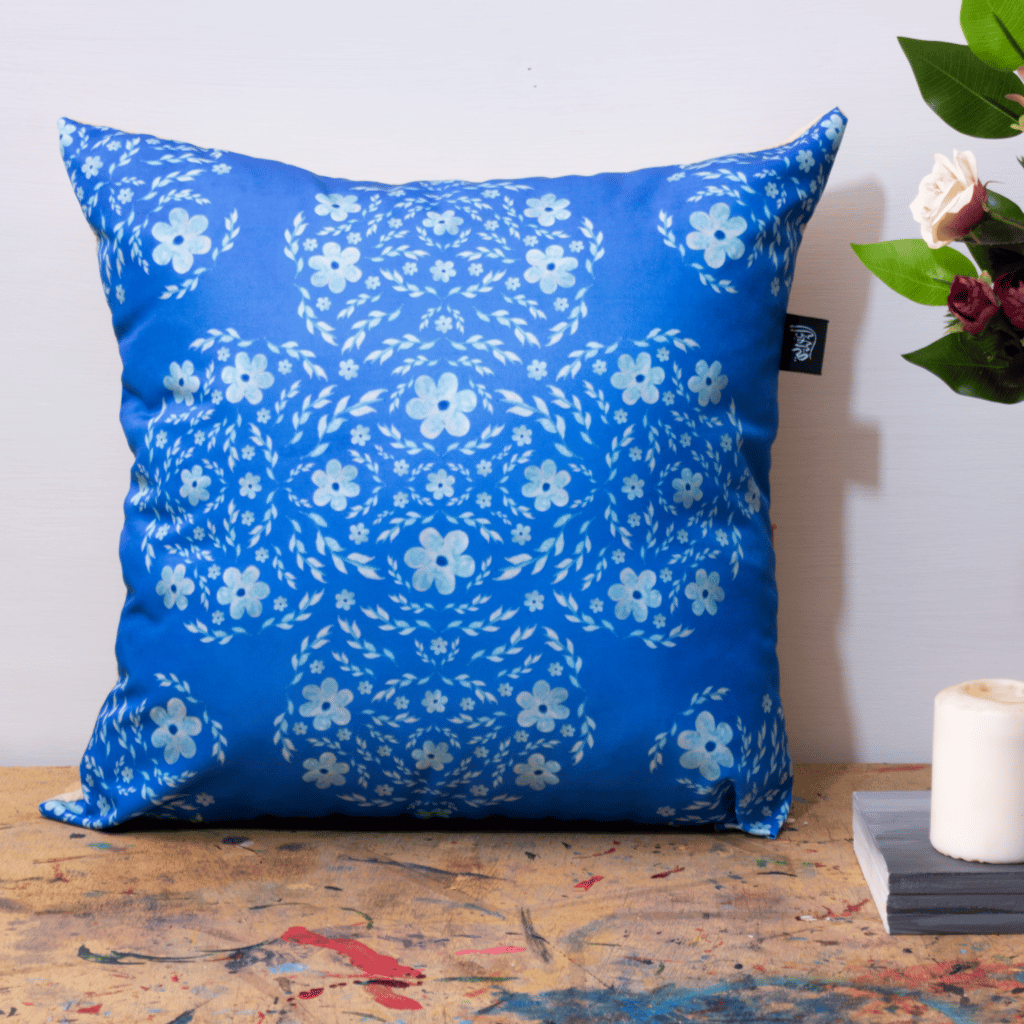 Vintage blue floral pattern cushion cover I Make This