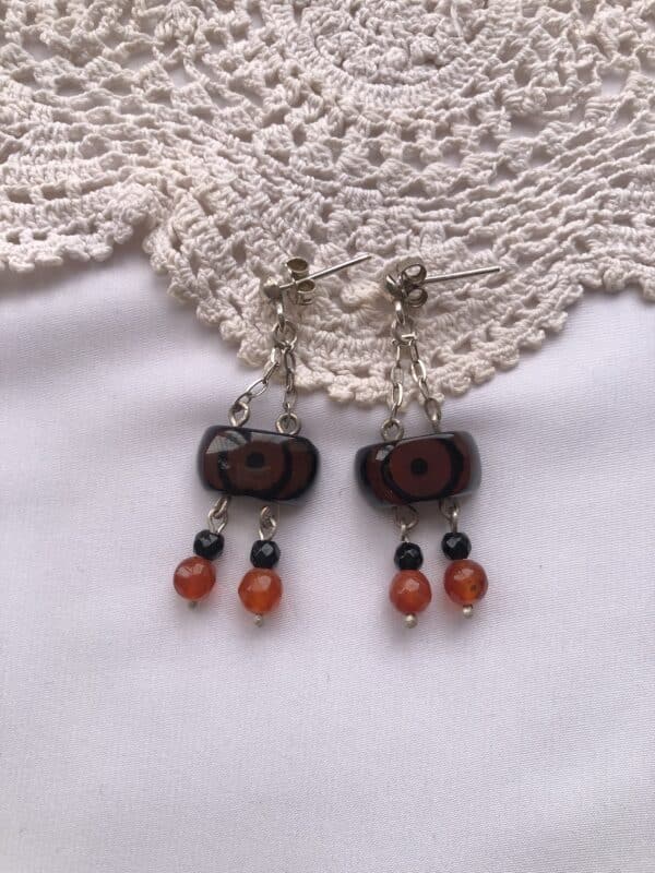 "Vintage Browen Black Agate Tibetan earring - Timeless Beauty Handcrafted with Passion
