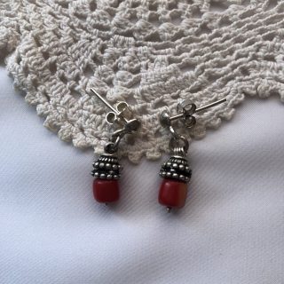 Red Coral and Sterling Silver Earrings – Natural Elegance Handcrafted with Care.