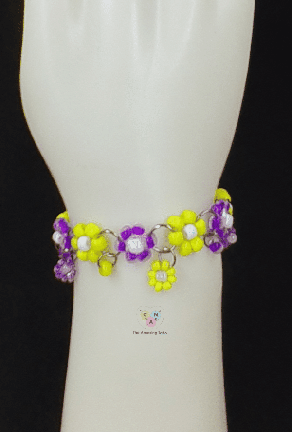 Purple Yellow flower bracelet