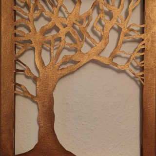 bronze tree acrylic painting