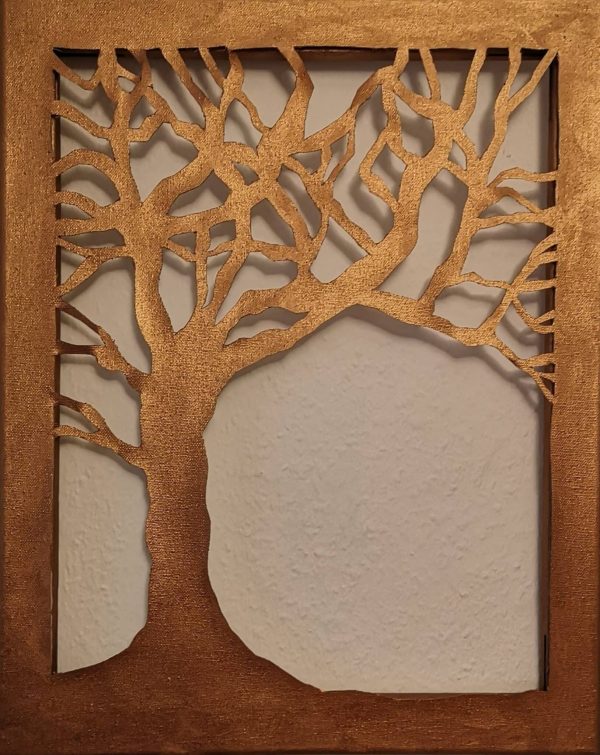 bronze tree acrylic painting