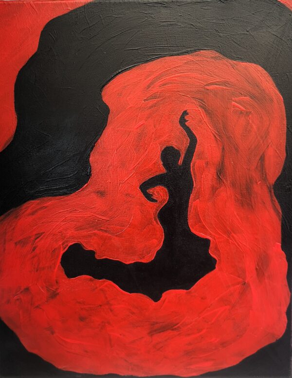 spanish dancer in red and black acrylic painting