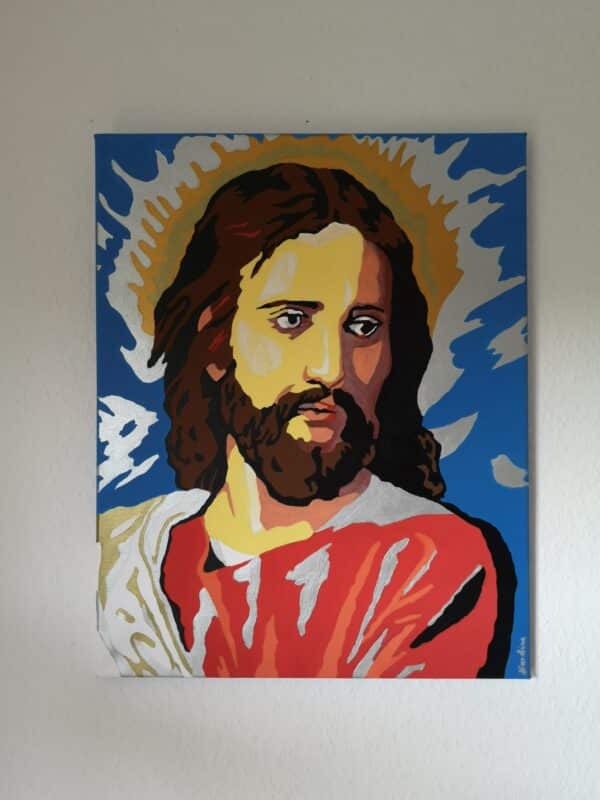 jesus pop art acrylic painting