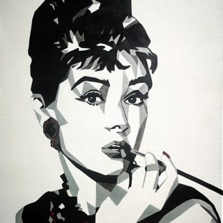 Audrey Hepburn painting from movie Breakfast at Tiffany's