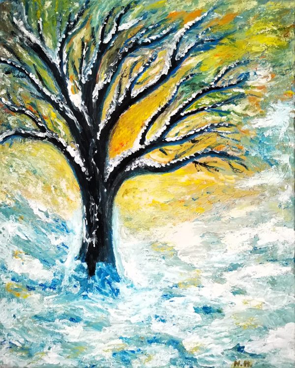 autumn tree acrylic painting