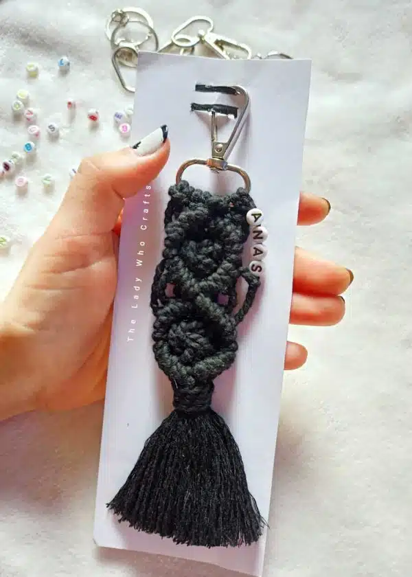 Macrame keychain with name 🖤✨
