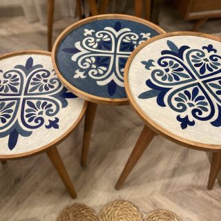 Blue side tables