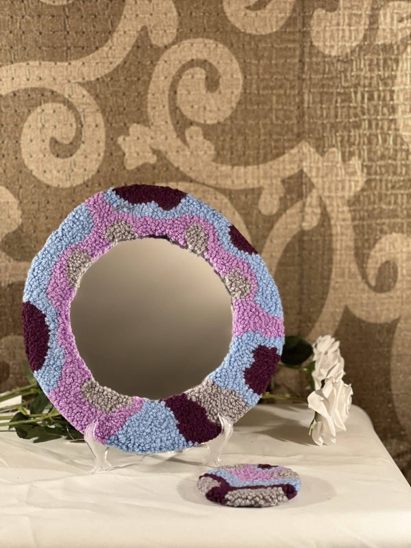 Purple & grey rounded mirror frame