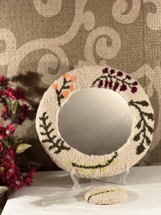 Floral rounded mirror frame