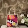 Colored tufted jute bag