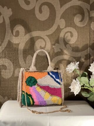 Colored tufted jute bags