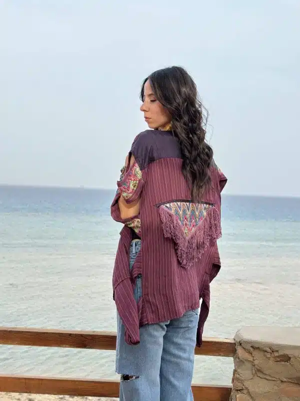 Gypsy bohemian vest in raspberry