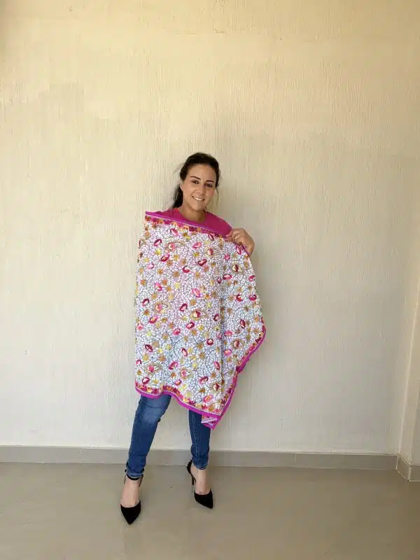 Pink Indian embroidery shawl