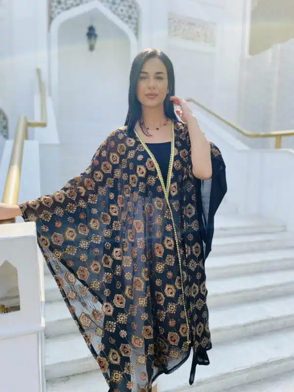 Ramadan Black indian embroidery kaftan