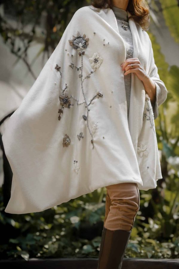 Neutral Off White Soft Wool Shawl