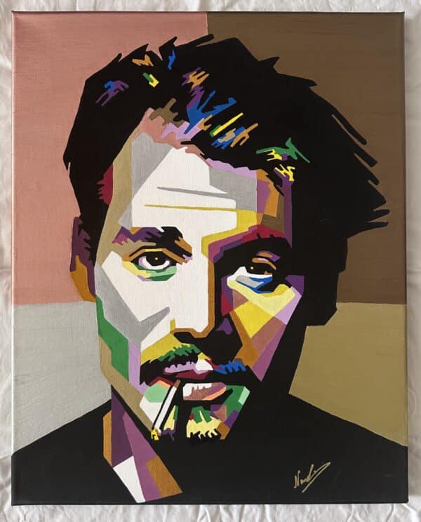 pop art acrylic painting of johnny depp