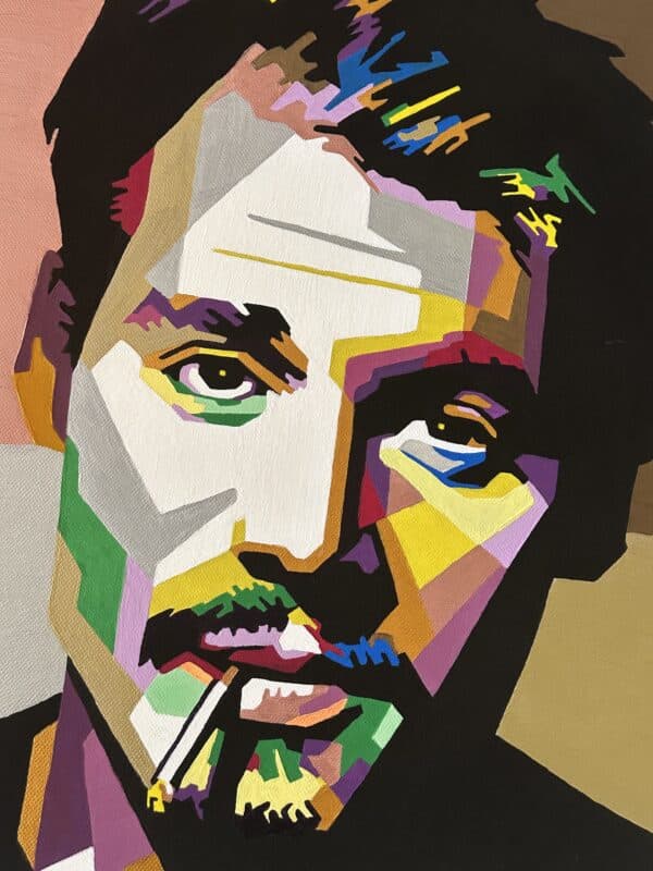 pop art acrylic painting of johnny depp