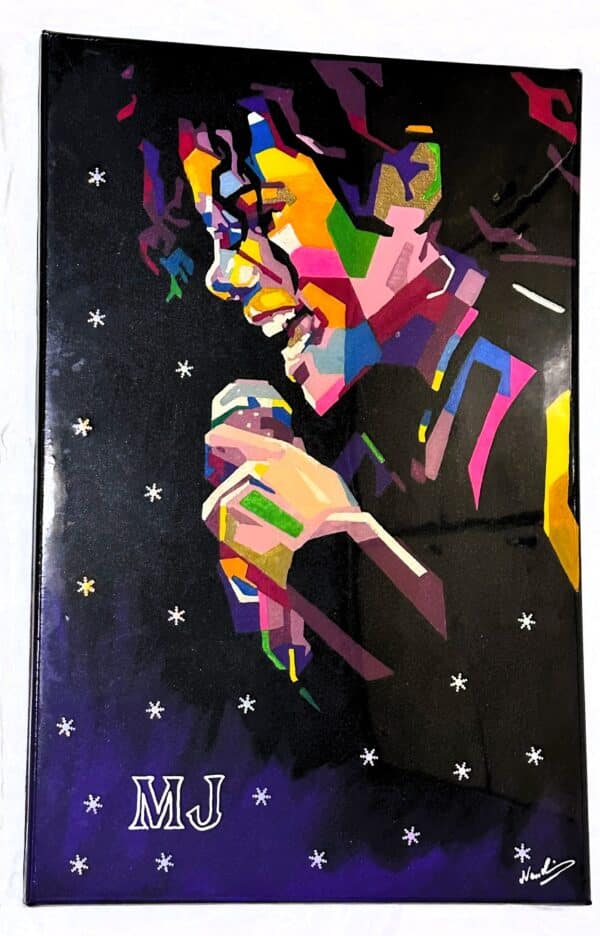 pop art painting of michael jackson with epoxy top coat