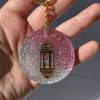 pink and silver glitter ramadan key chain