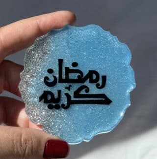blue silver round ramadan decoration with magnet
