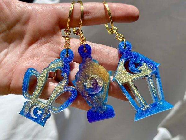 key chain fanous ramadan in blue purple and gold