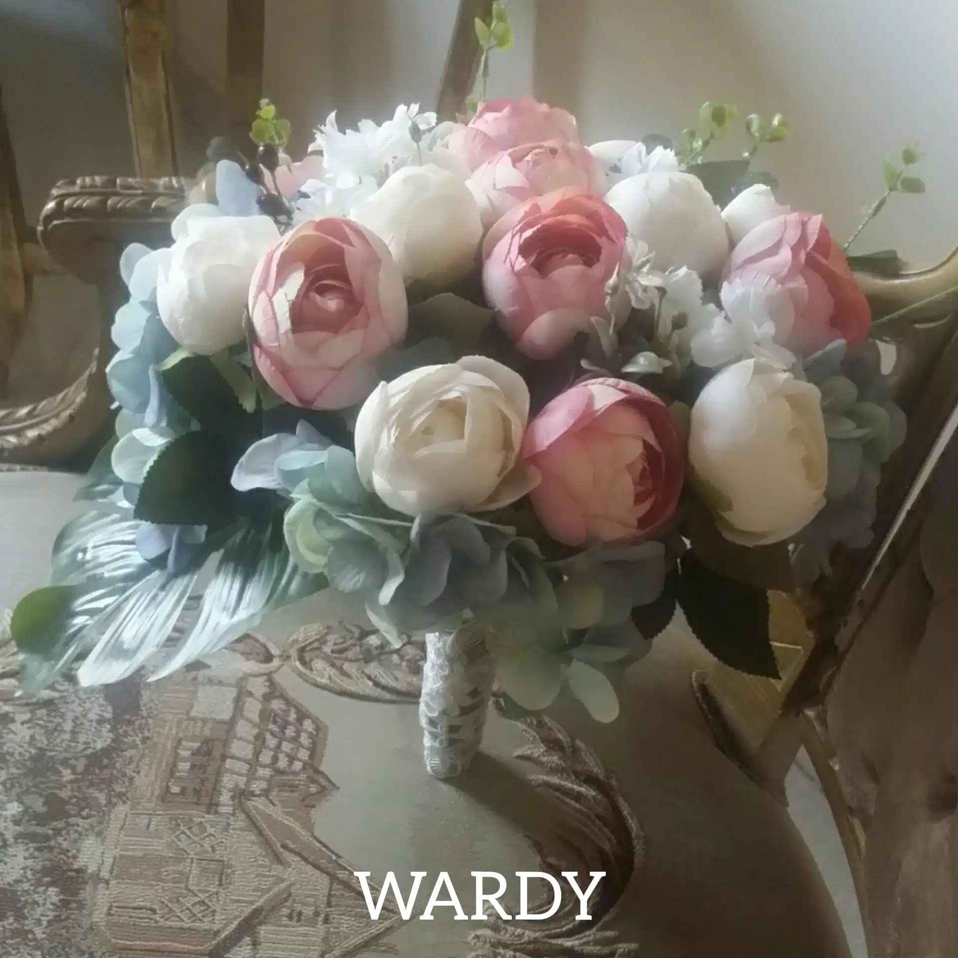 Bridal bouquet in soft pink and babyblue 1 Bridal bouquet in soft pink and babyblue