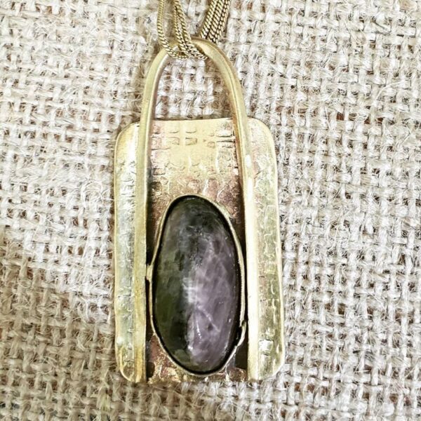 Lock shaped pendant with tourmaline 1