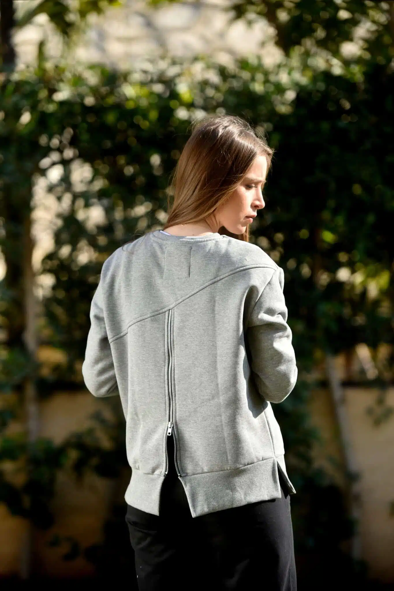 Light Melange back zipper 1 Light Melange back zipper