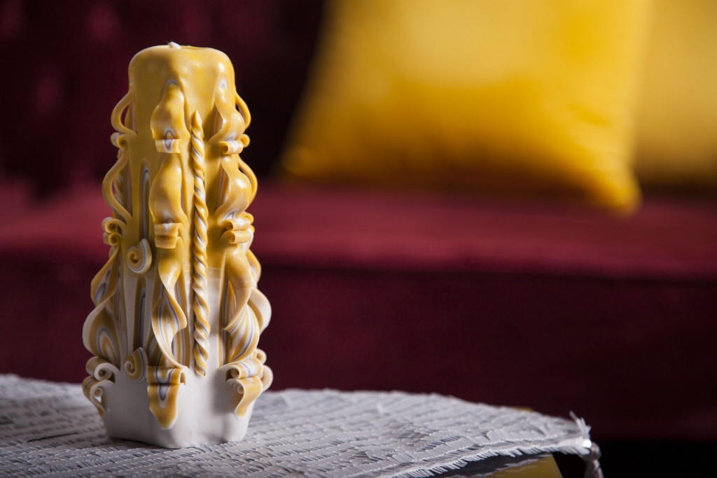 Mustard Yellow Carved Candle - I Make This