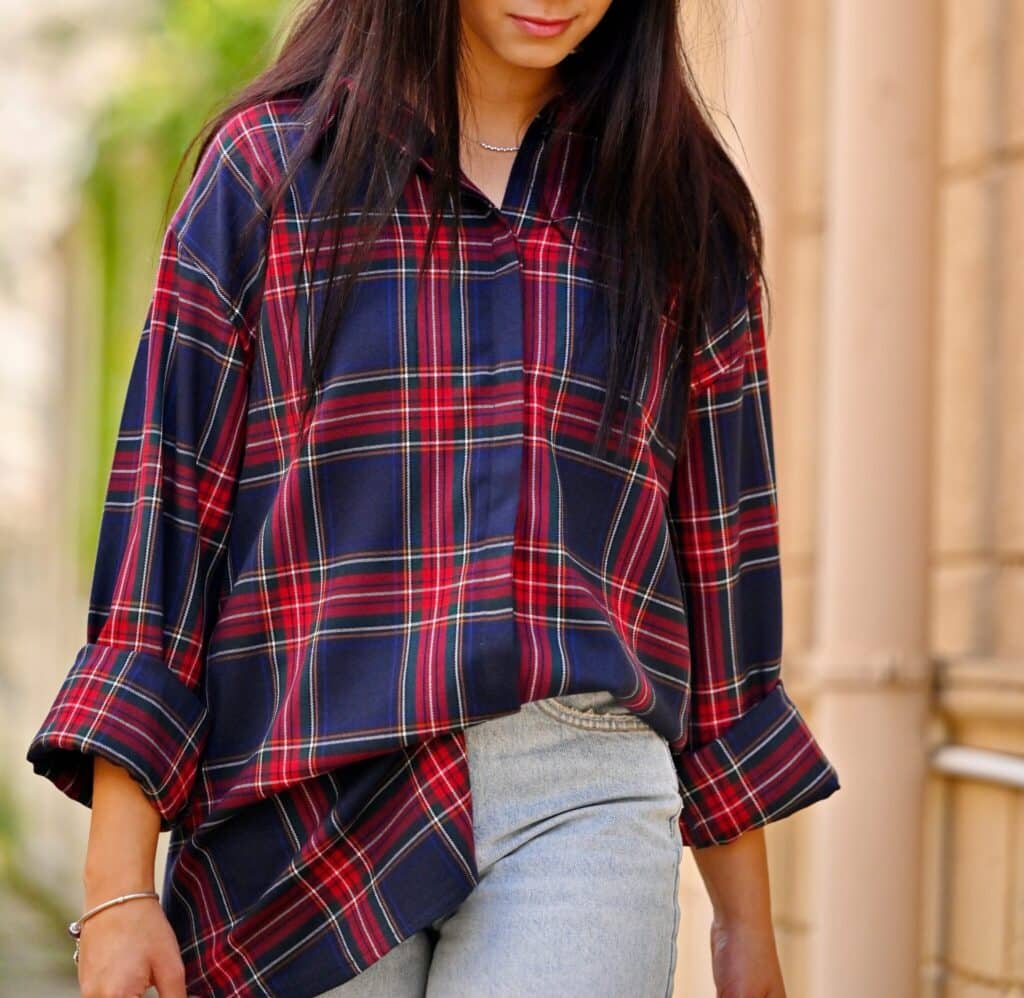 Stewart Muted Blue Tartan T-Shirt main image 0
