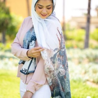 Cotton grey*rose scarf