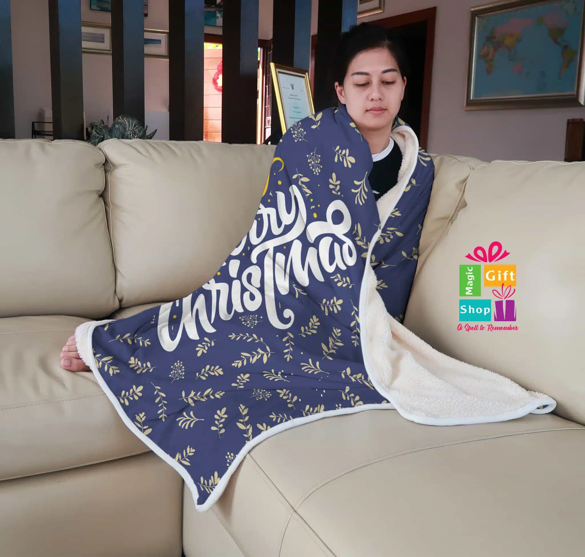 Merry Christmas Navy blanket 3 NormalBlanketMockup8 scaled