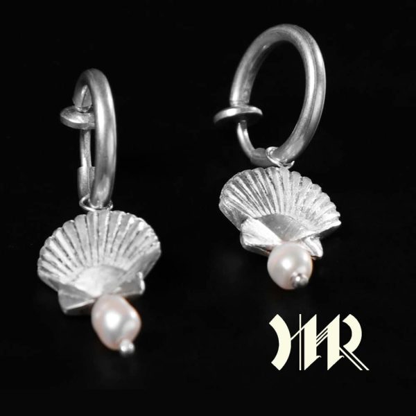 Loop Earrings with shell toy and added pearl