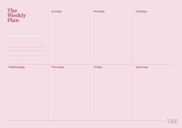 Pink Weekly Planner