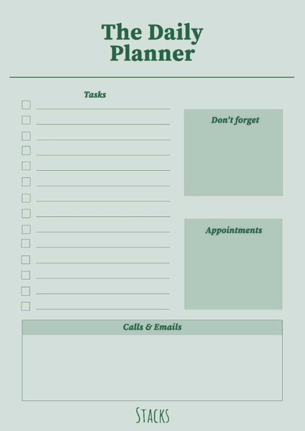 Green Daily Planner