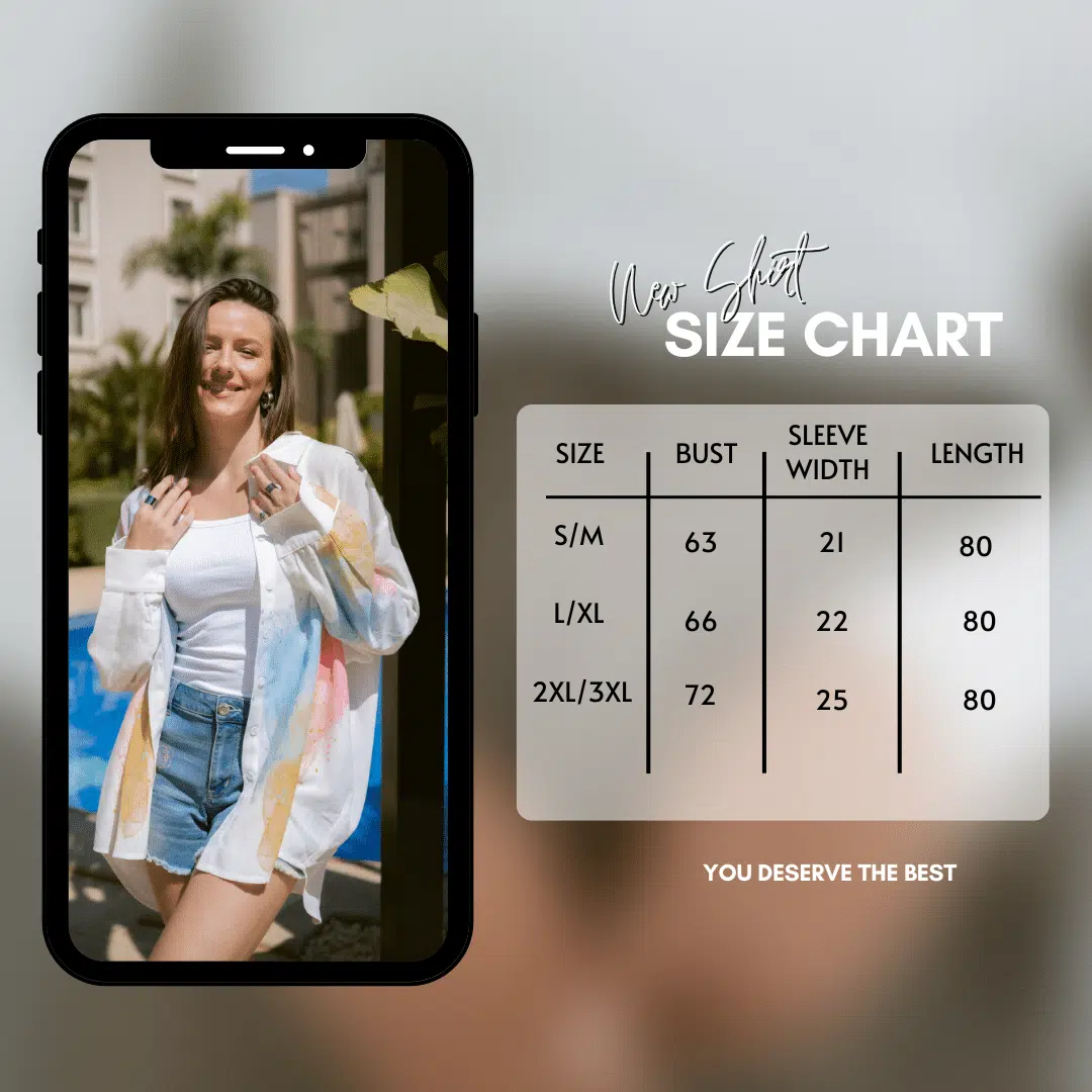 linen shirt 6 Pastel minimalist Size Chart Instagram Post