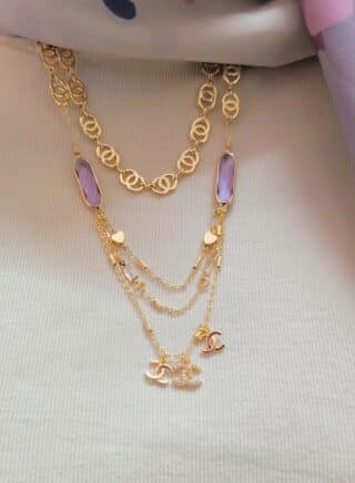Layered necklace.