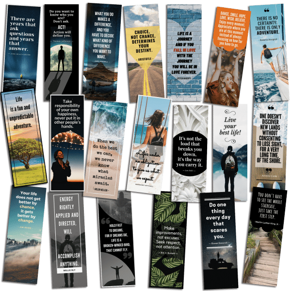 Pack of 20 Motivational Bookmarks with Quotes (Vol. 2)