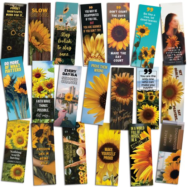 Pack of 20 Sunflowers with Quotes Bookmarks