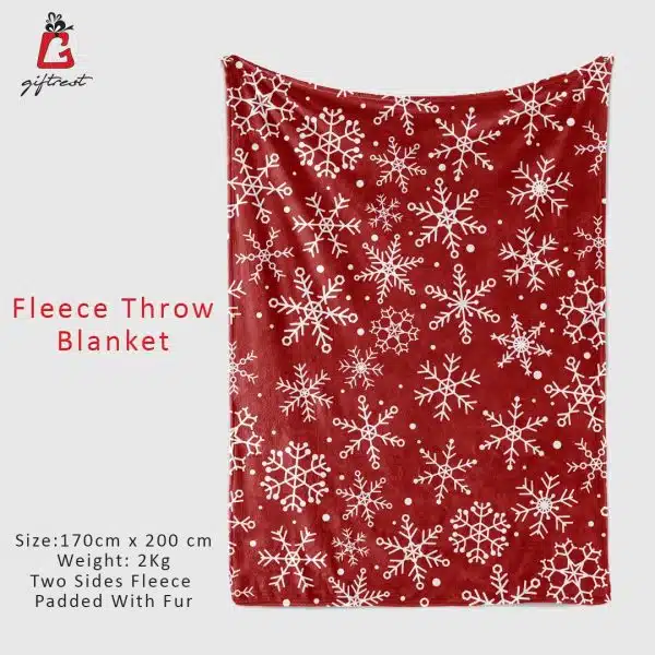 Let It Snow Red Fleece Throw Blanket