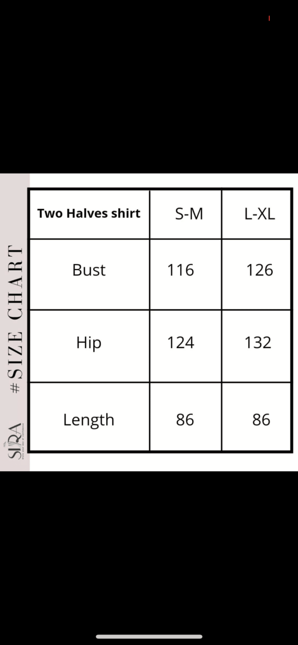 Two Haves Shirt Size Chart