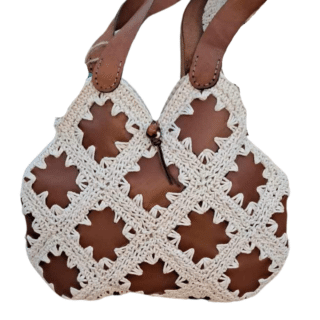 Tote leather x crochet bag