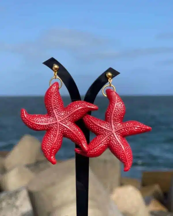 Red Star Fish Polymer Clay Earrings