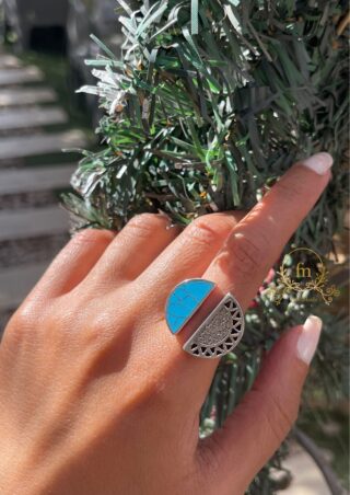 Fayrouz stone silver ring Arabian design free size