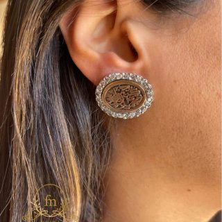 كن جميل ترى الوجود جميل Silver earrings gold plated with zircon stones