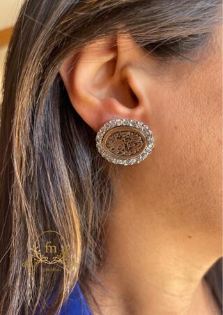 كن جميل ترى الوجود جميل Silver earrings gold plated with zircon stones